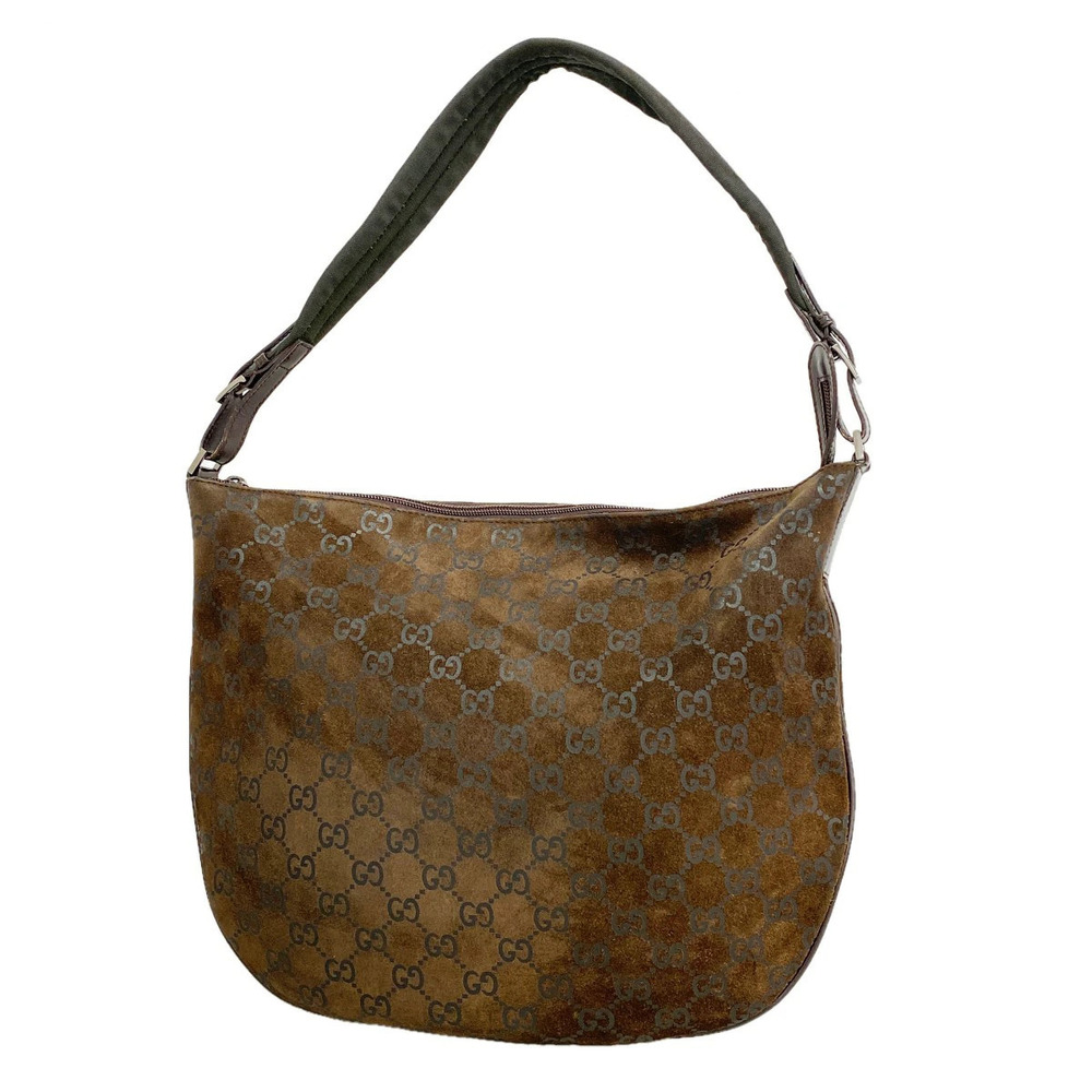 Gucci Shoulder Bag Suede Brown